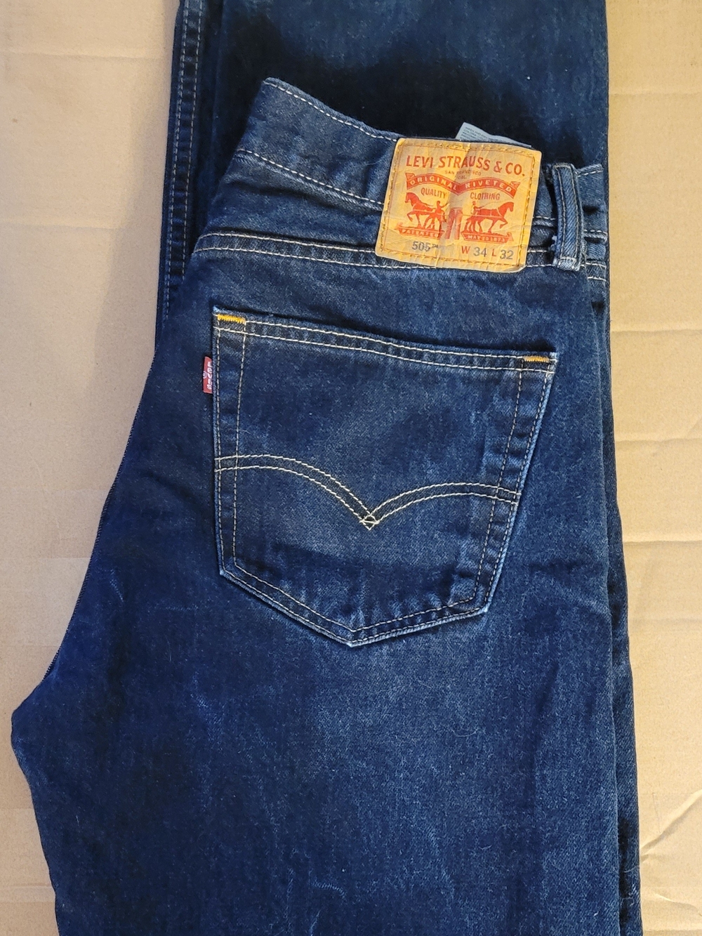 Levi's Men's 505 Original ReD Tab All Cotton Dark Blue Denim Jeans Str.leg